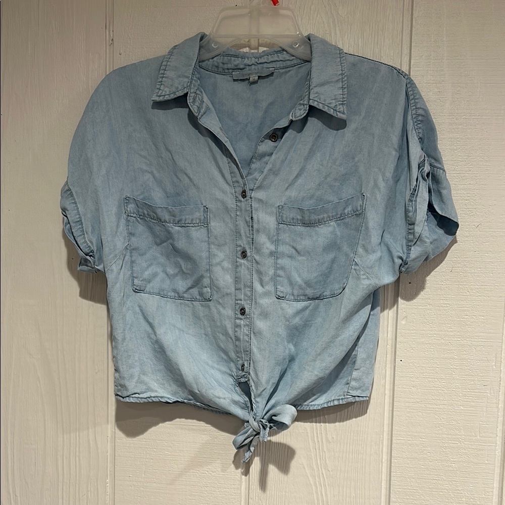 Love Tree Light Blue Denim Crop Top